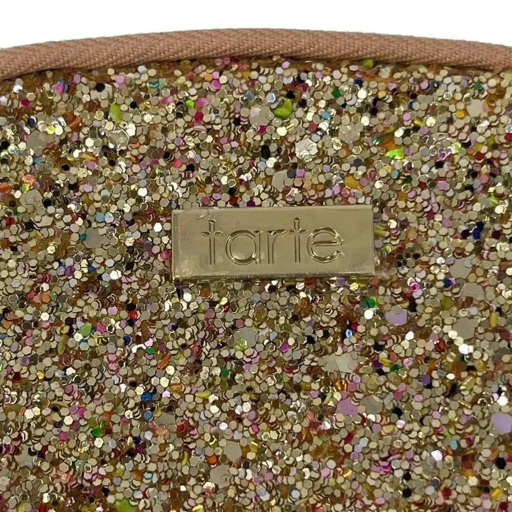 Tarte Cosmetic Bag Glitter Dome Confetti Glitter Makeup Bag Glam Zip Closure Bag